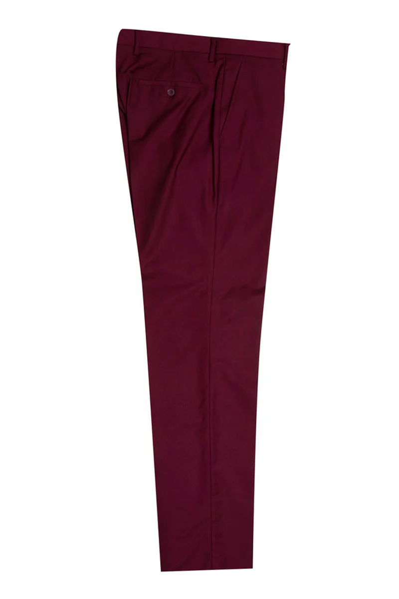 Men's Stacy Adams Vested One Button Shawl Lapel Tuxedo in Burgundy - Image 4